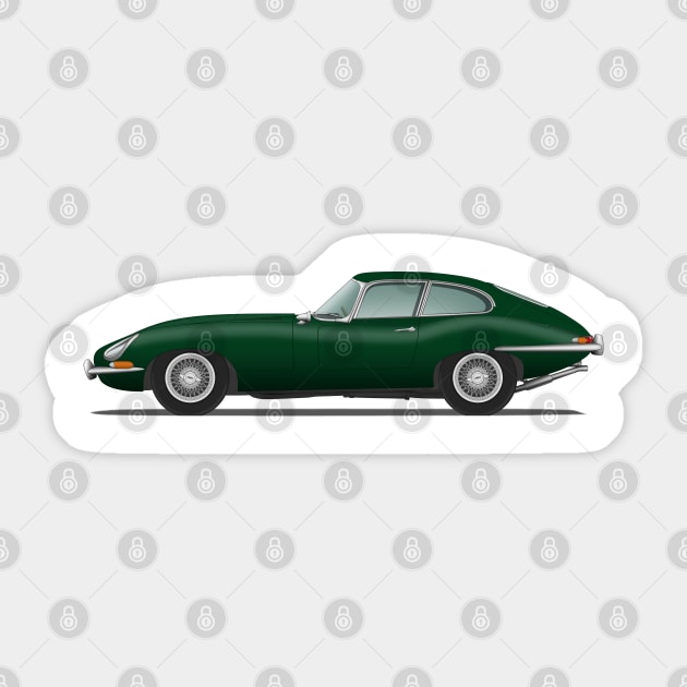 E Type Series 1 Coupe British Racing Green Sticker by SteveHClark